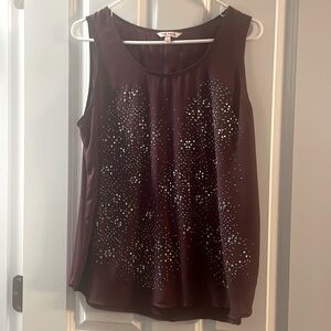 Tank top blouse , purple with jewels, size Large